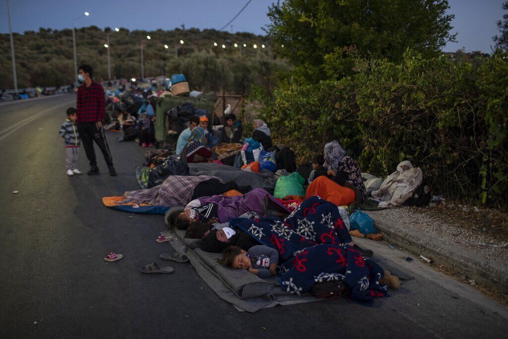 APTOPIX Greece Migrant Camp Blaze